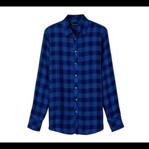 Blue Plaid Shirt with ruffle sleeves